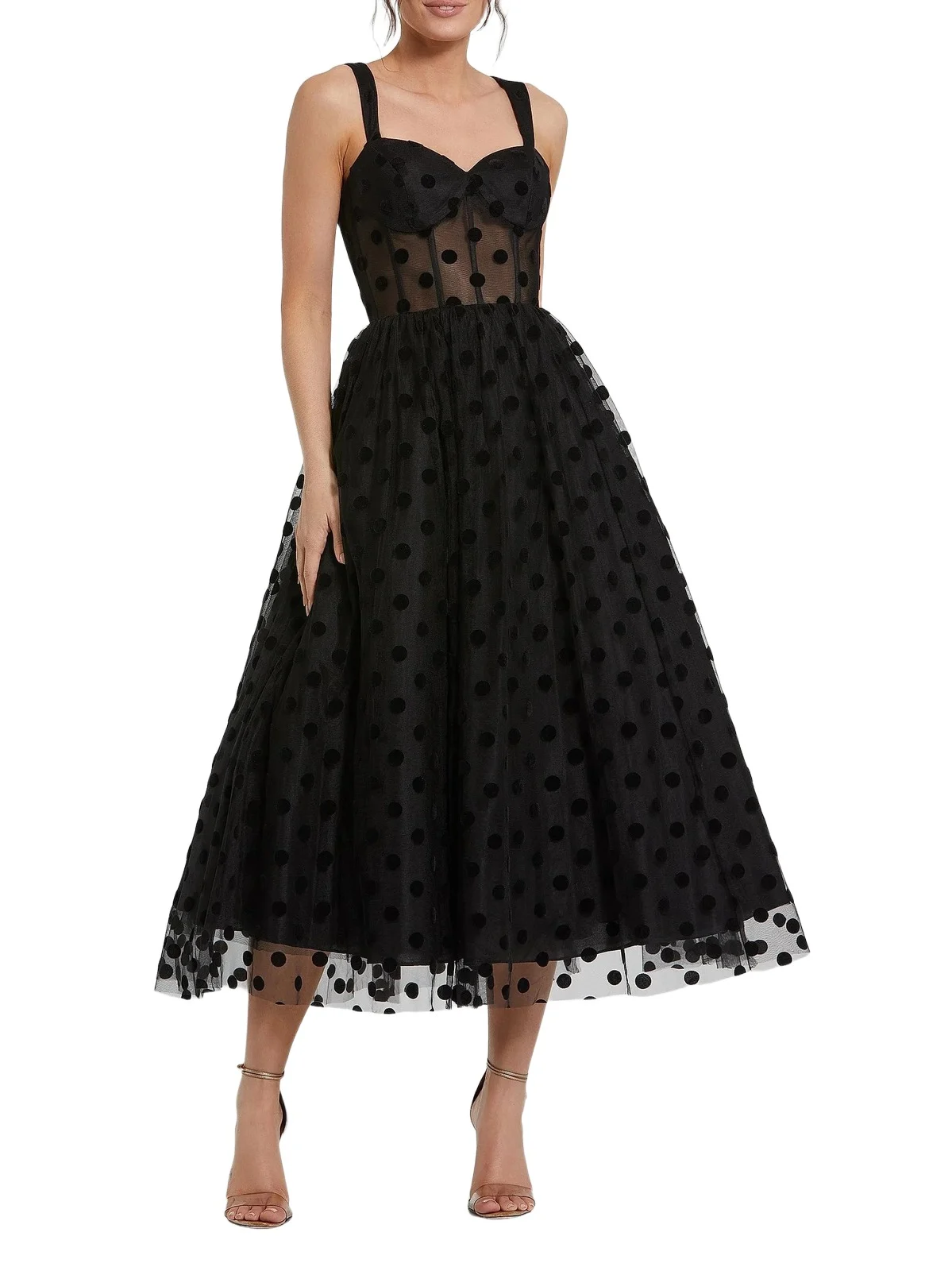 Mac Duggal Women's Polka Dot Tulle Bustier Cocktail Dress