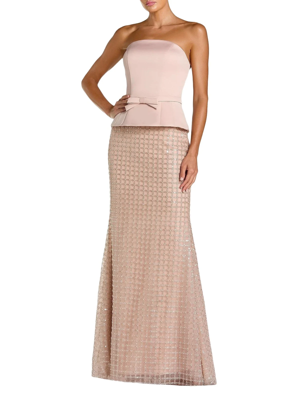 Women's Sequined Satin Column Gown Women's Sequined Satin Column Gown