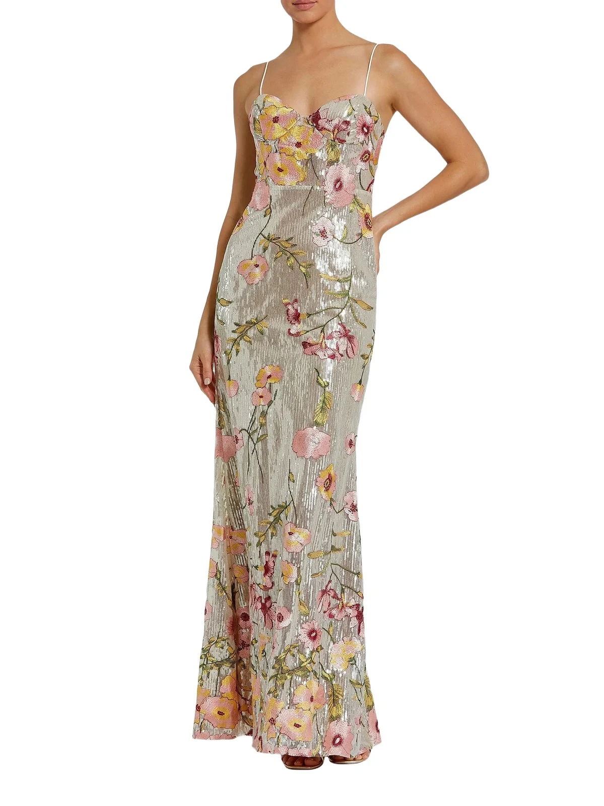 Mac Duggal Women's Bustier Floral Appliqué Gown