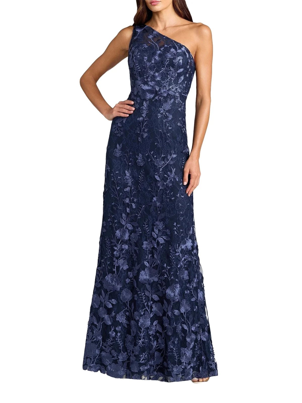 Women's One-Shoulder Floral Embroidered Gown Women's One-Shoulder Floral Embroidered Gown