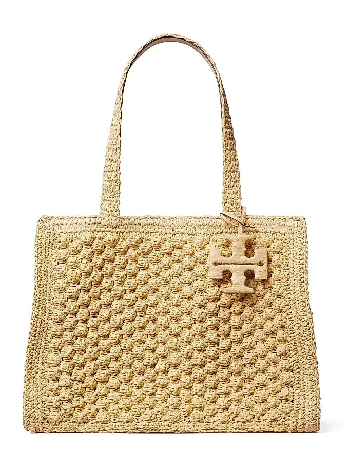 Women's Ella Hand-Crocheted Popcorn-Stitch Raffia Tote Bag Women's Ella Hand-Crocheted Popcorn-Stitch Raffia Tote Bag