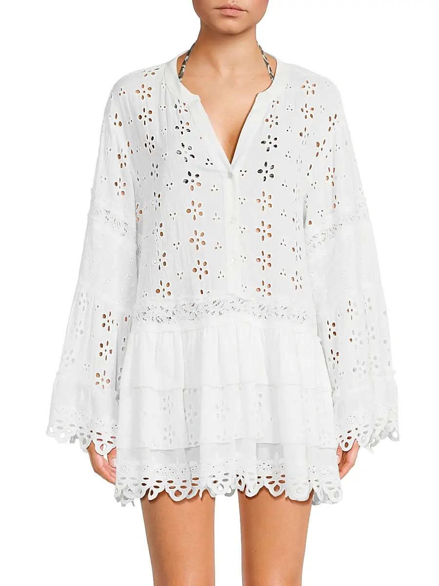 Ramy Brook Women's Roxanne Eyelet Cotton Minidress | Thumbnail 3 Ramy Brook Women's Roxanne Eyelet Cotton Minidress | Thumbnail 3