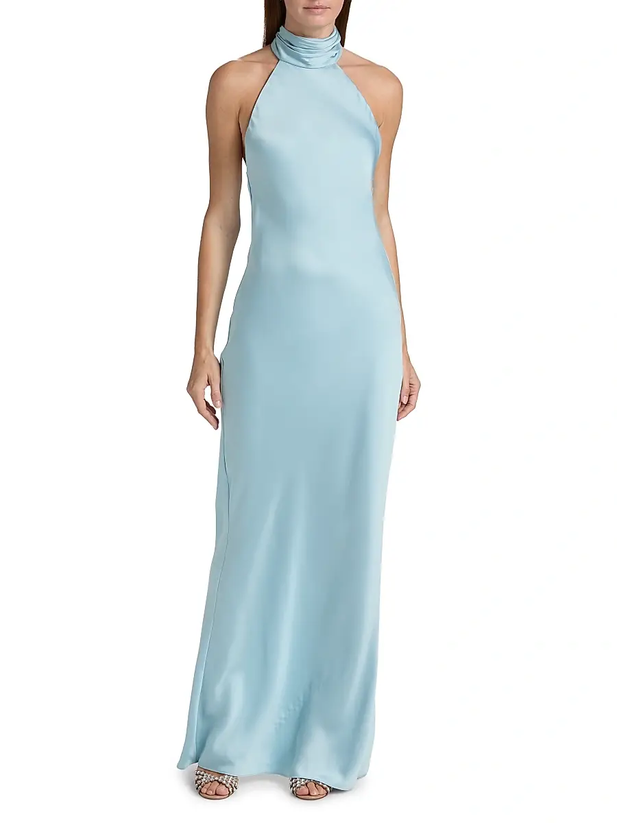 Ramy Brook Women's Tatiana High-Neck Satin Gown | Thumbnail 3 Ramy Brook Women's Tatiana High-Neck Satin Gown | Thumbnail 3