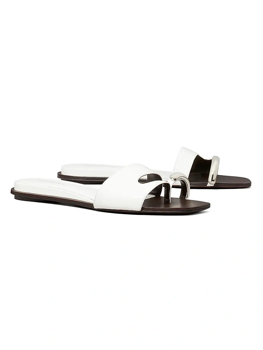 Tory Burch Women's Pierced Leather Slide Sandals | Thumbnail 2