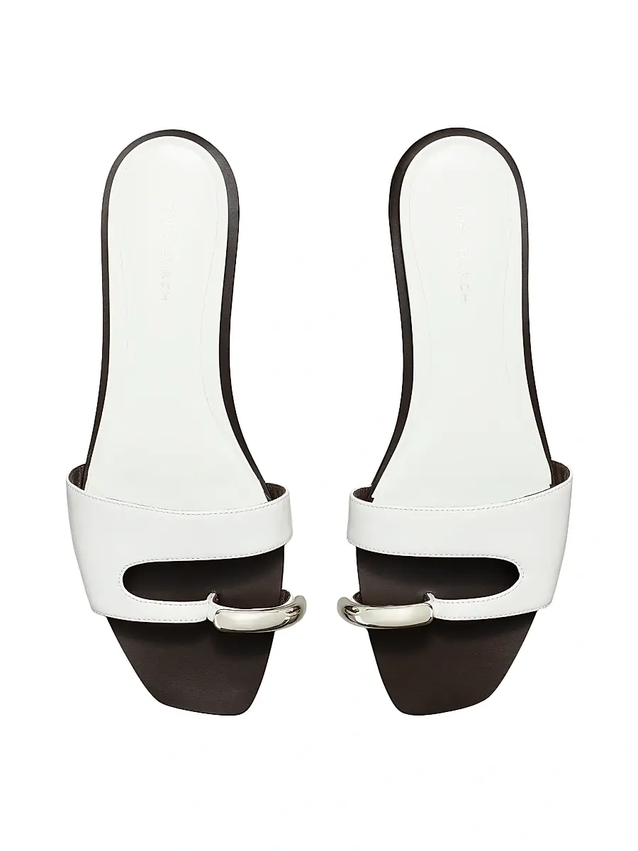 Tory Burch Women's Pierced Leather Slide Sandals | Thumbnail 3