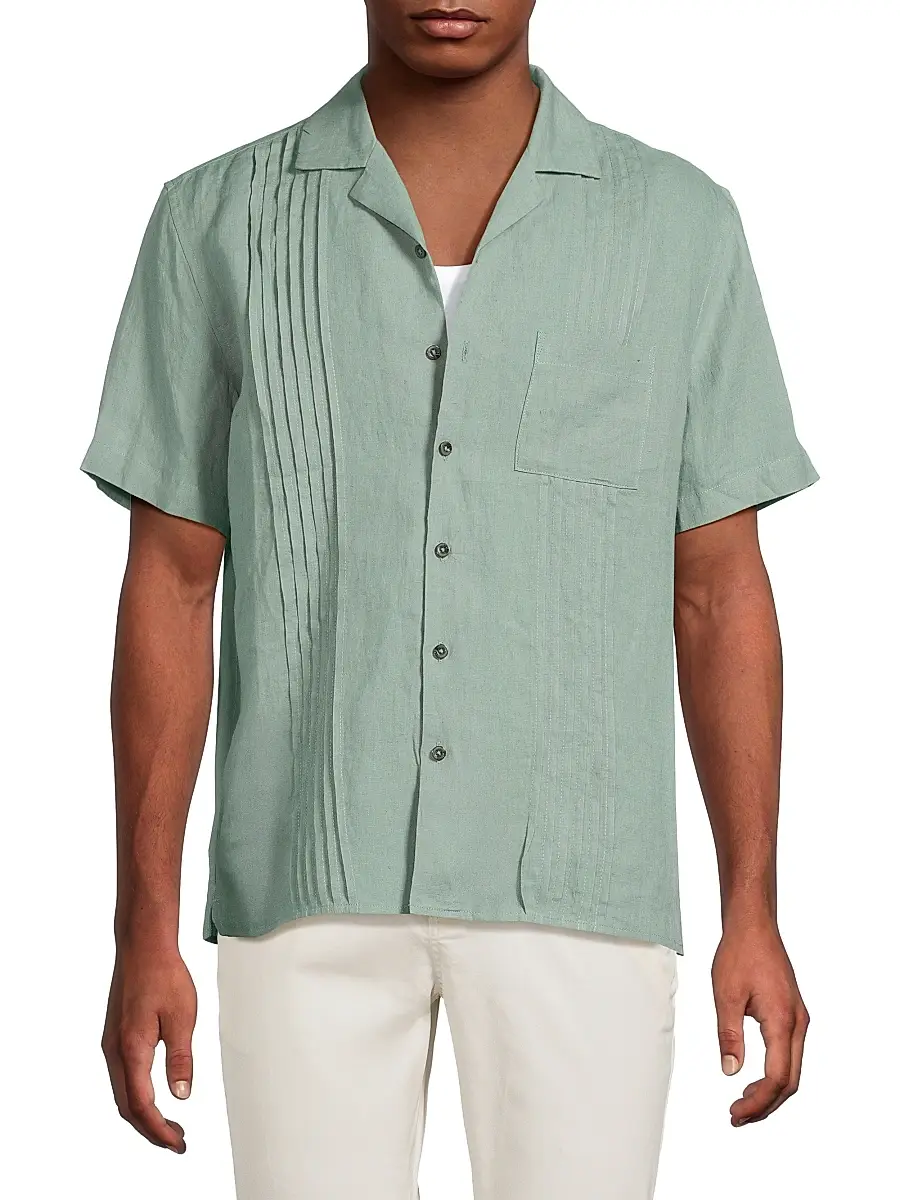Onia Men's Linen Pintuck Camp Shirt | Thumbnail 3 Onia Men's Linen Pintuck Camp Shirt | Thumbnail 3