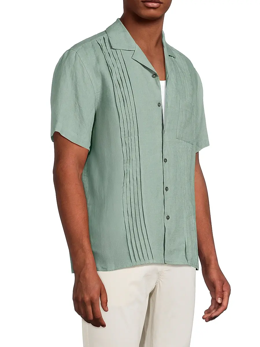 Onia Men's Linen Pintuck Camp Shirt | Thumbnail 4 Onia Men's Linen Pintuck Camp Shirt | Thumbnail 4