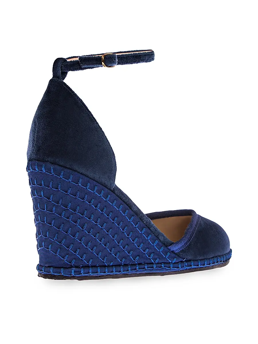 Vibi Venezia Women's Timeless Delfina 100MM Cotton Velvet Wedge Pumps | Thumbnail 2