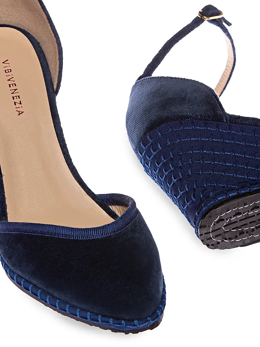 Vibi Venezia Women's Timeless Delfina 100MM Cotton Velvet Wedge Pumps | Thumbnail 3