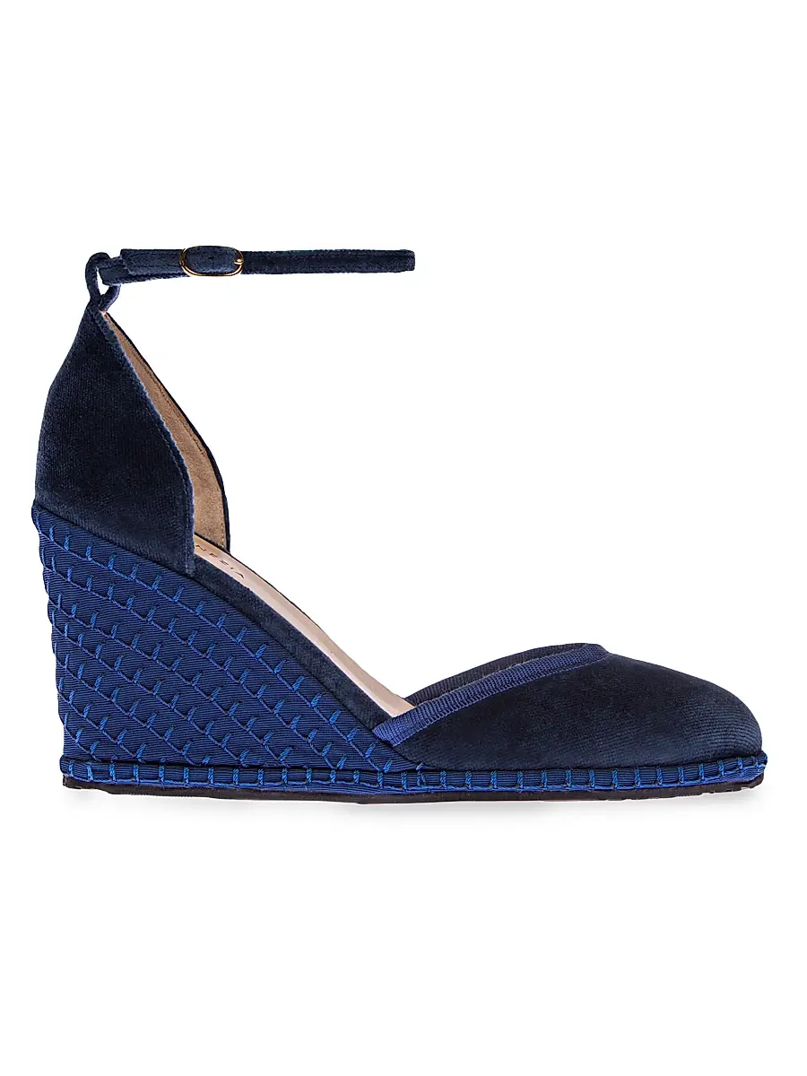 Vibi Venezia Women's Timeless Delfina 100MM Cotton Velvet Wedge Pumps - Delfina | Image 1 Vibi Venezia Women's Timeless Delfina 100MM Cotton Velvet Wedge Pumps - Delfina | Image 1