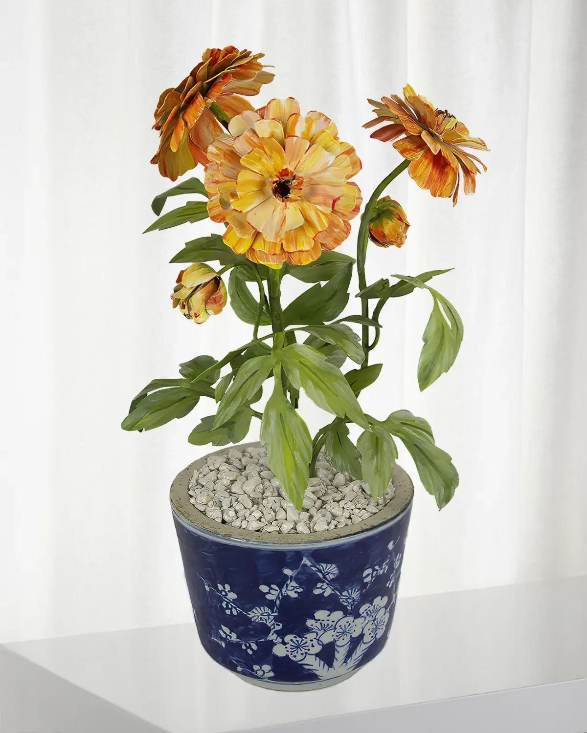 Tommy Mitchell Marigold October Birth Flower in Ceramic Pot