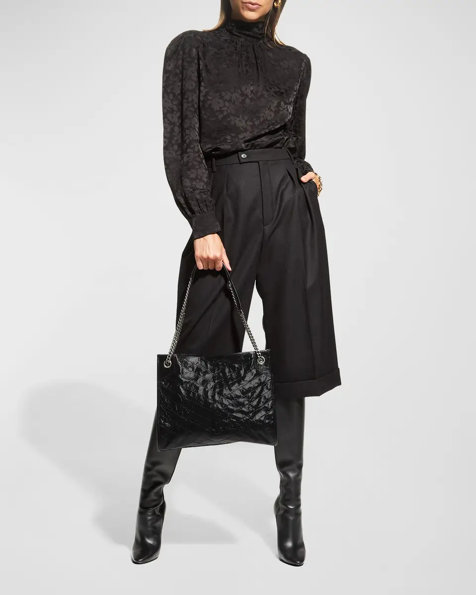 Saint Laurent Niki Medium YSL Shopper Tote Bag in Crinkled Leather | Thumbnail 5 Saint Laurent Niki Medium YSL Shopper Tote Bag in Crinkled Leather | Thumbnail 5