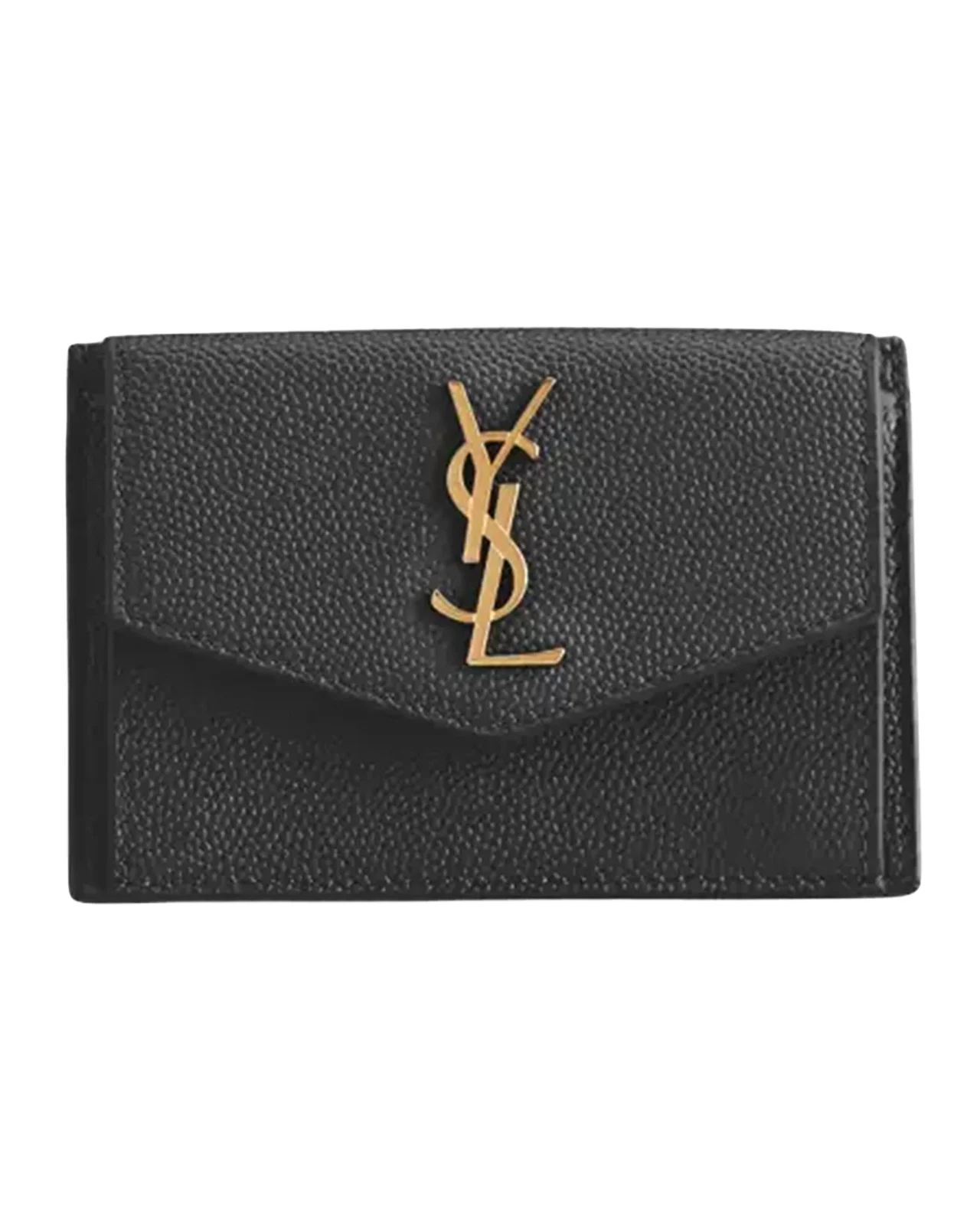 Saint Laurent YSL Monogram Flap Card Case in Grained Leather