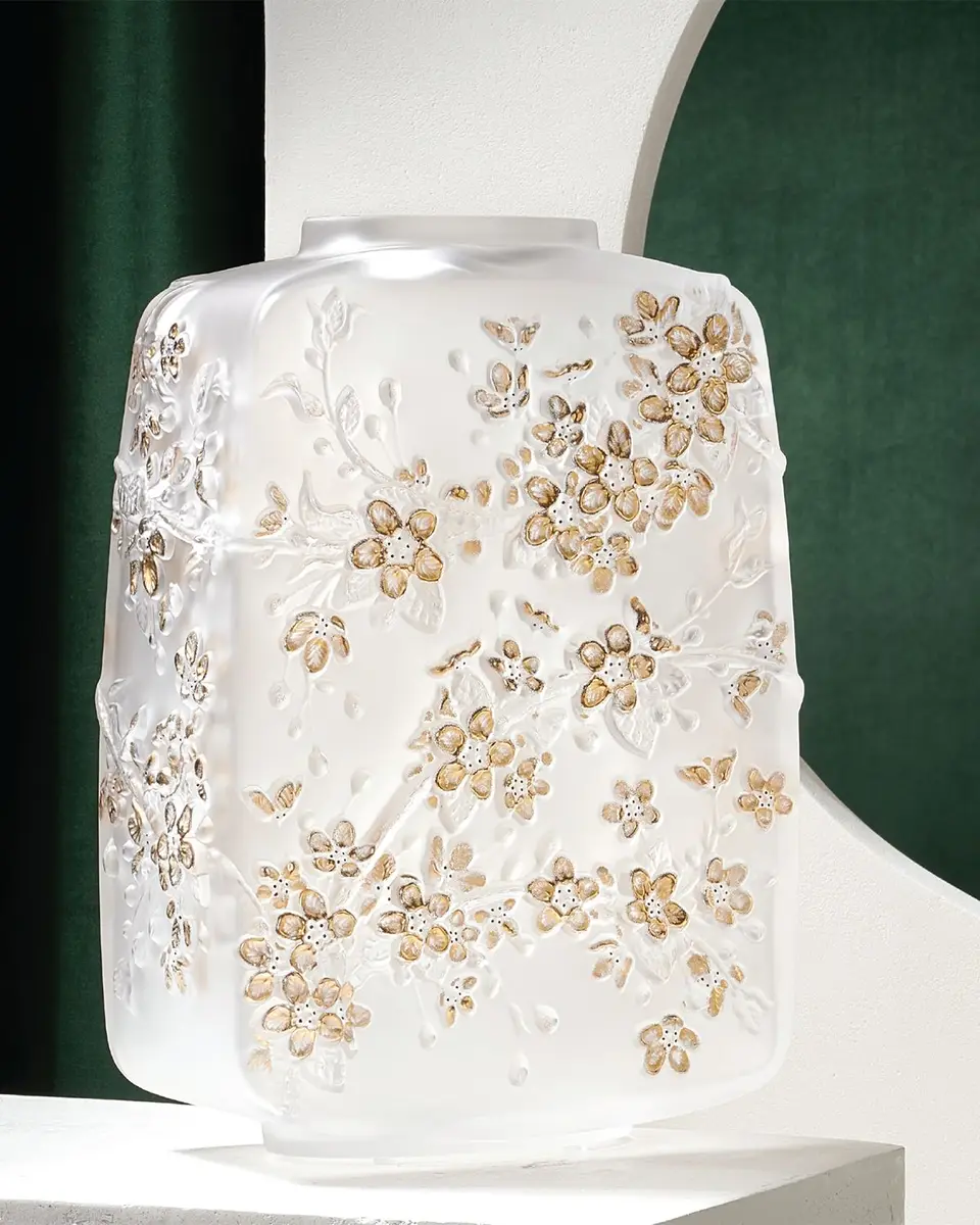 Lalique Fleurs de Cerisier Vase