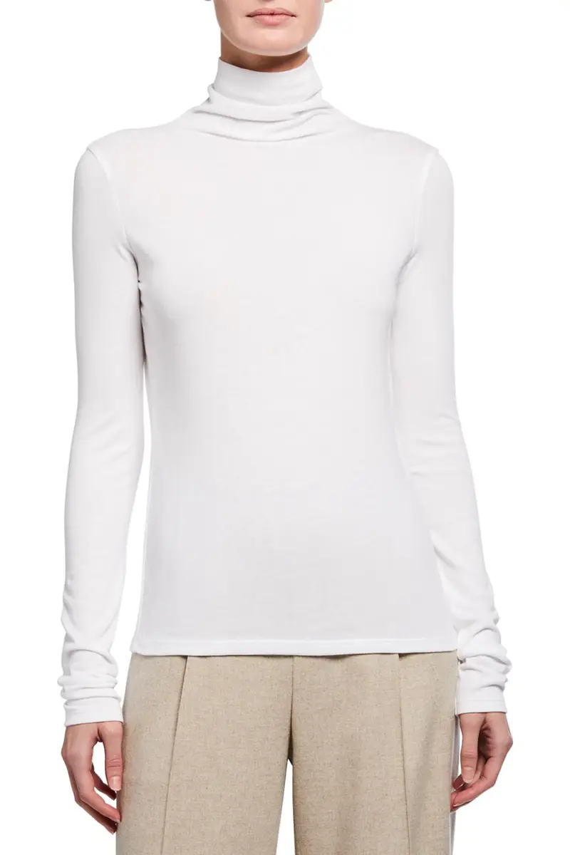 Vince Essential Long-Sleeve Cotton Turtleneck Top | Thumbnail 3