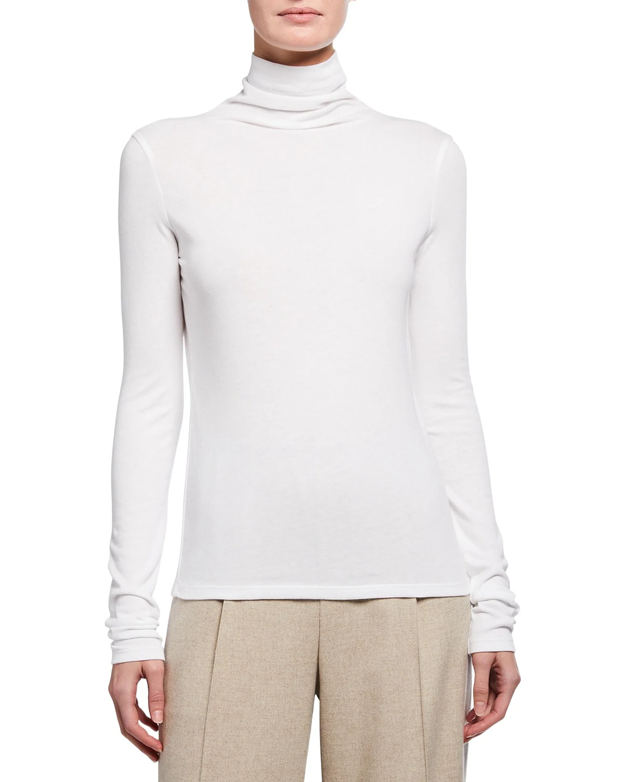 Essential Long-Sleeve Cotton Turtleneck Top