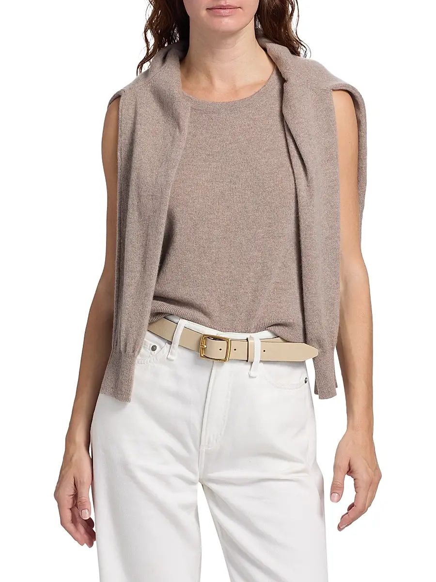 Saks Fifth Avenue Women's Rib-Knit Cashmere Sleeveless Sweater | Thumbnail 3 Saks Fifth Avenue Women's Rib-Knit Cashmere Sleeveless Sweater | Thumbnail 3