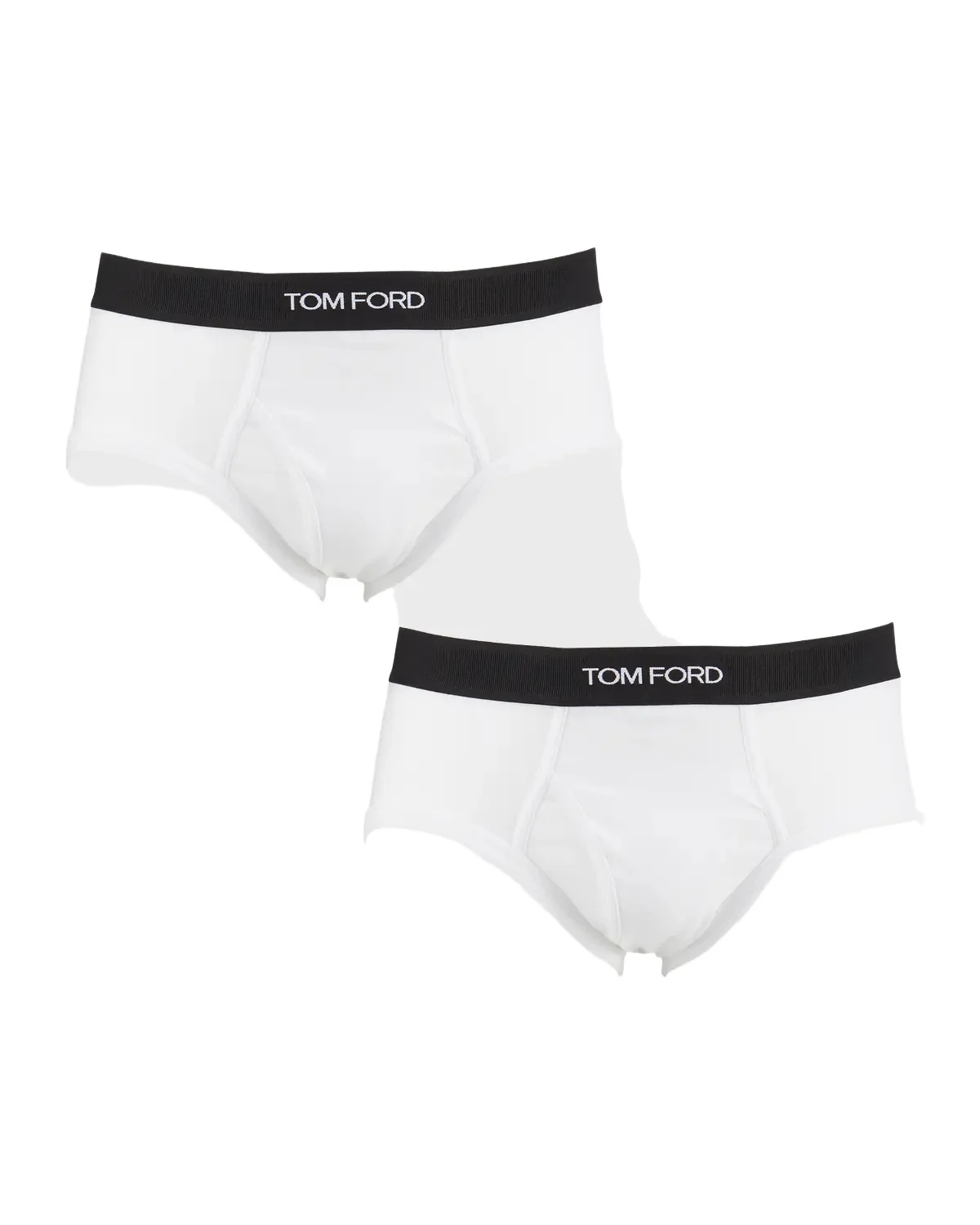 Tom Ford Men's 2-Pack Solid Jersey Logo-Waist Briefs