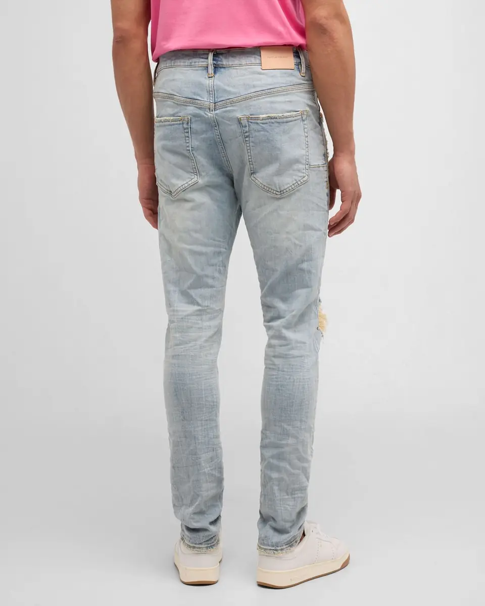 PURPLE Men's P002 Light Indigo Blowout Slim Jeans | Thumbnail 3 PURPLE Men's P002 Light Indigo Blowout Slim Jeans | Thumbnail 3