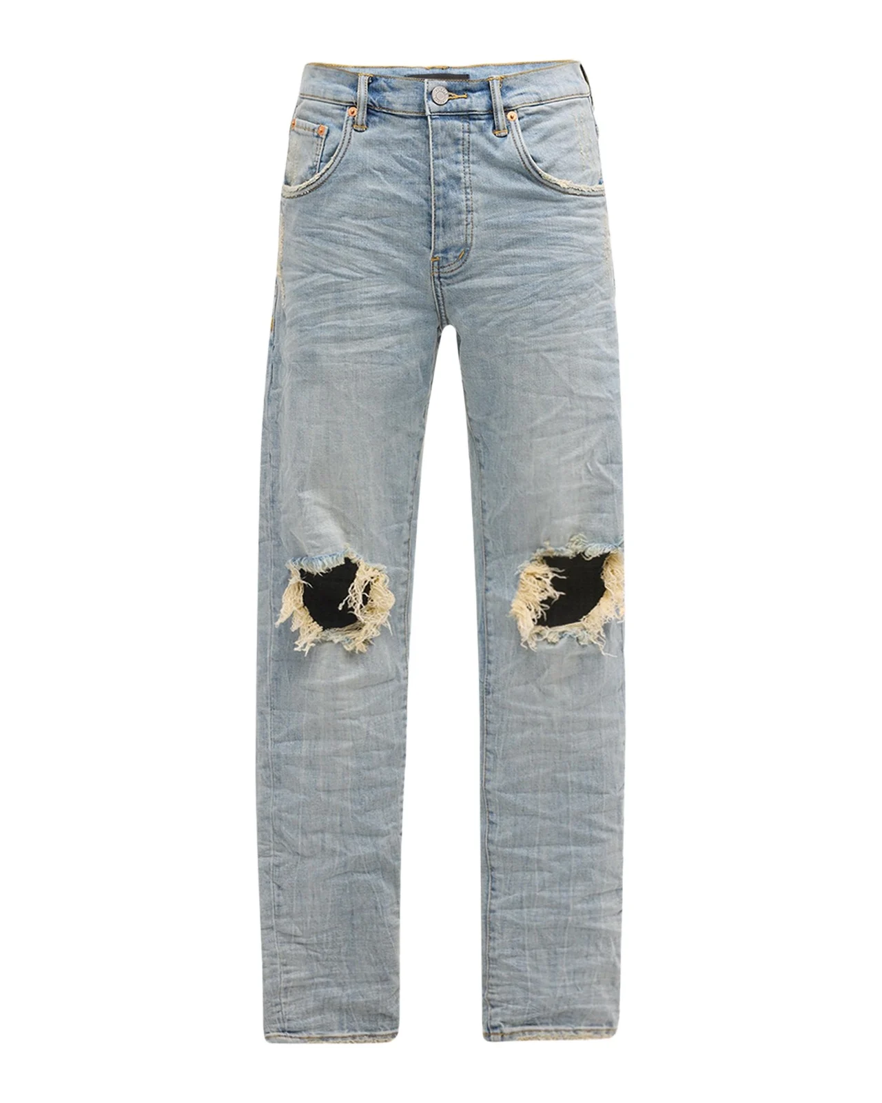 PURPLE Men's P002 Light Indigo Blowout Slim Jeans