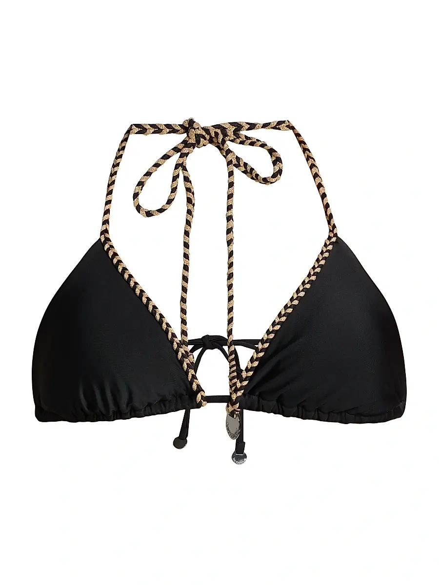 Ramy Brook Women's Nikoleta Braided Triangle Bikini Top - Black - Size Large | Image 1 Ramy Brook Women's Nikoleta Braided Triangle Bikini Top - Black - Size Large | Image 1