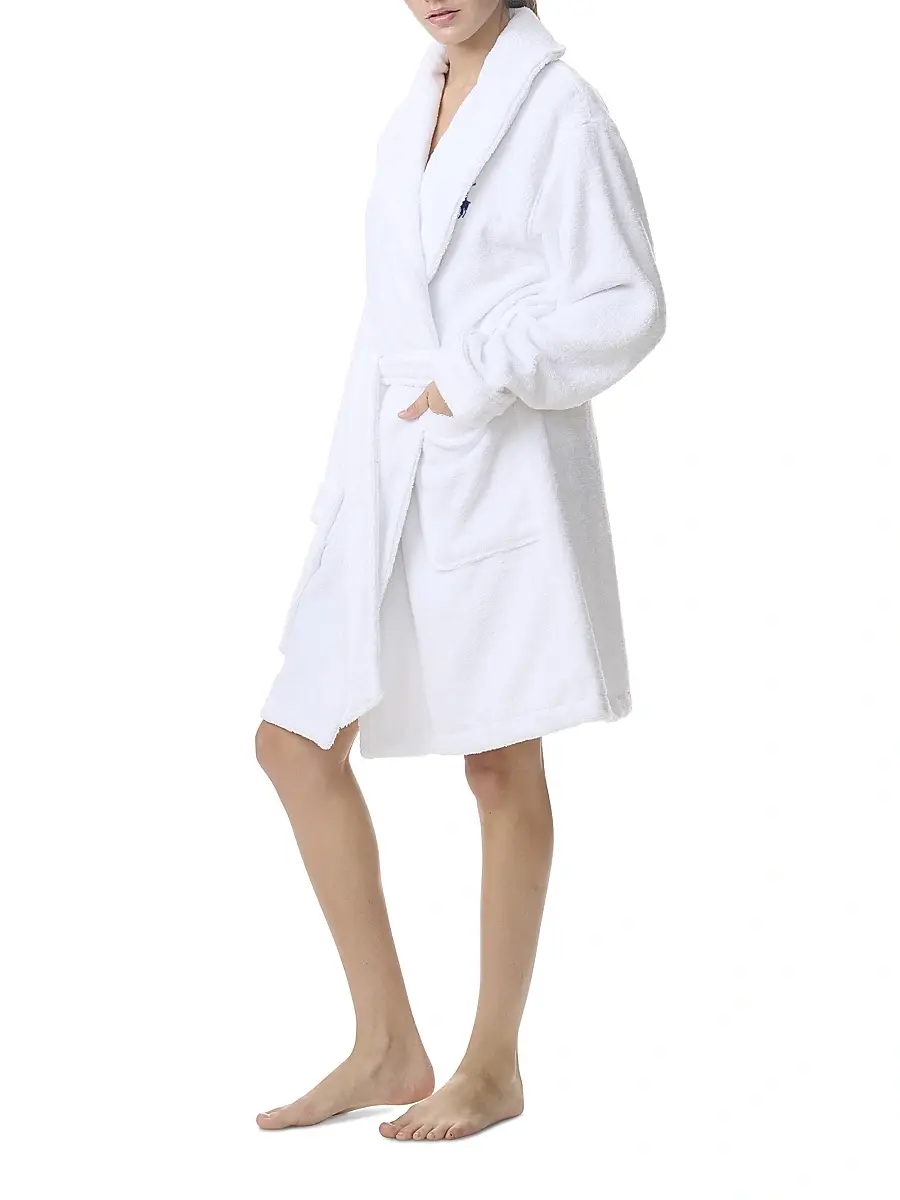 Polo Ralph Lauren Women's Iconic Bear Short Printed Robe | Thumbnail 2