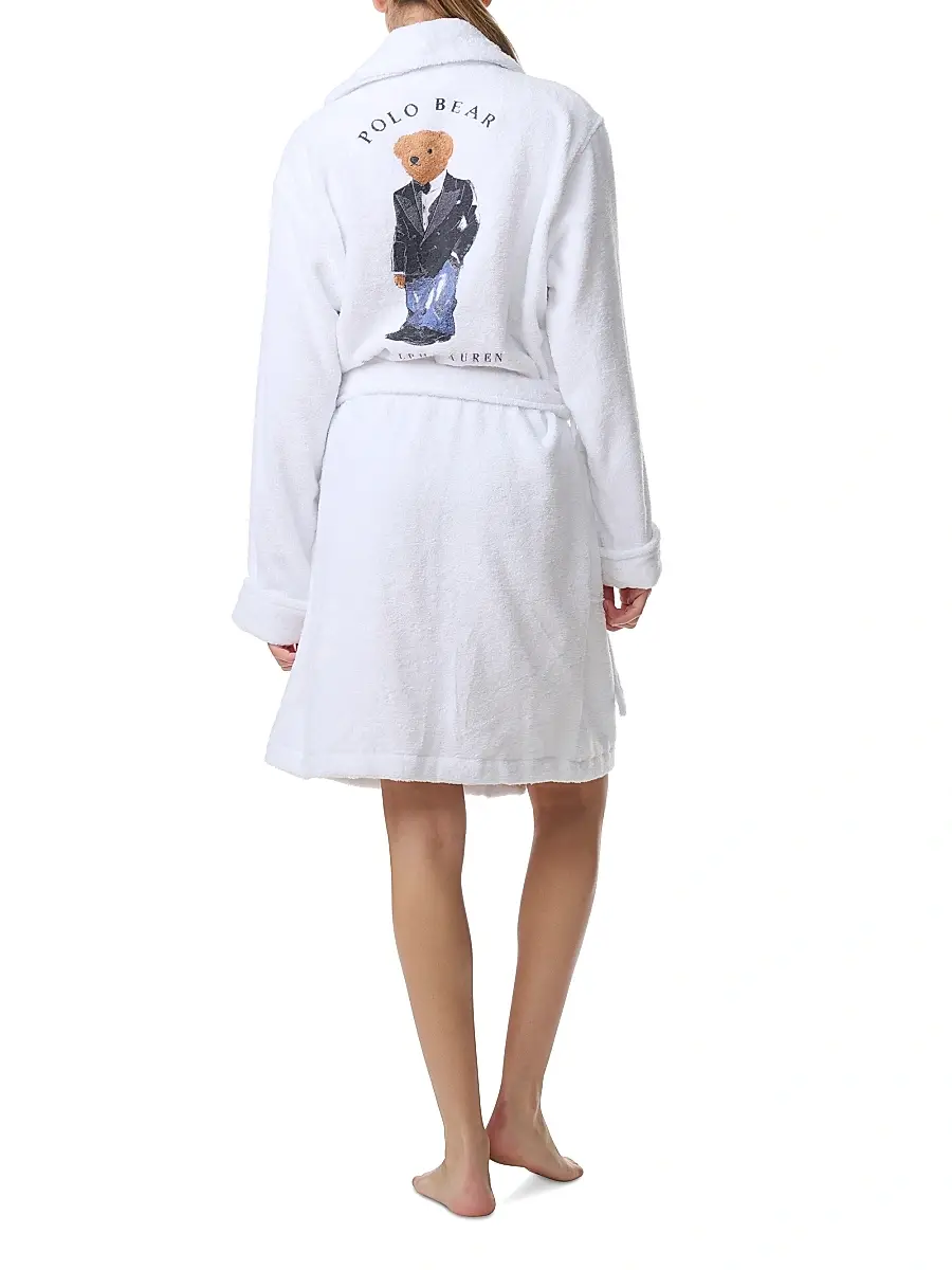 Polo Ralph Lauren Women's Iconic Bear Short Printed Robe | Thumbnail 4