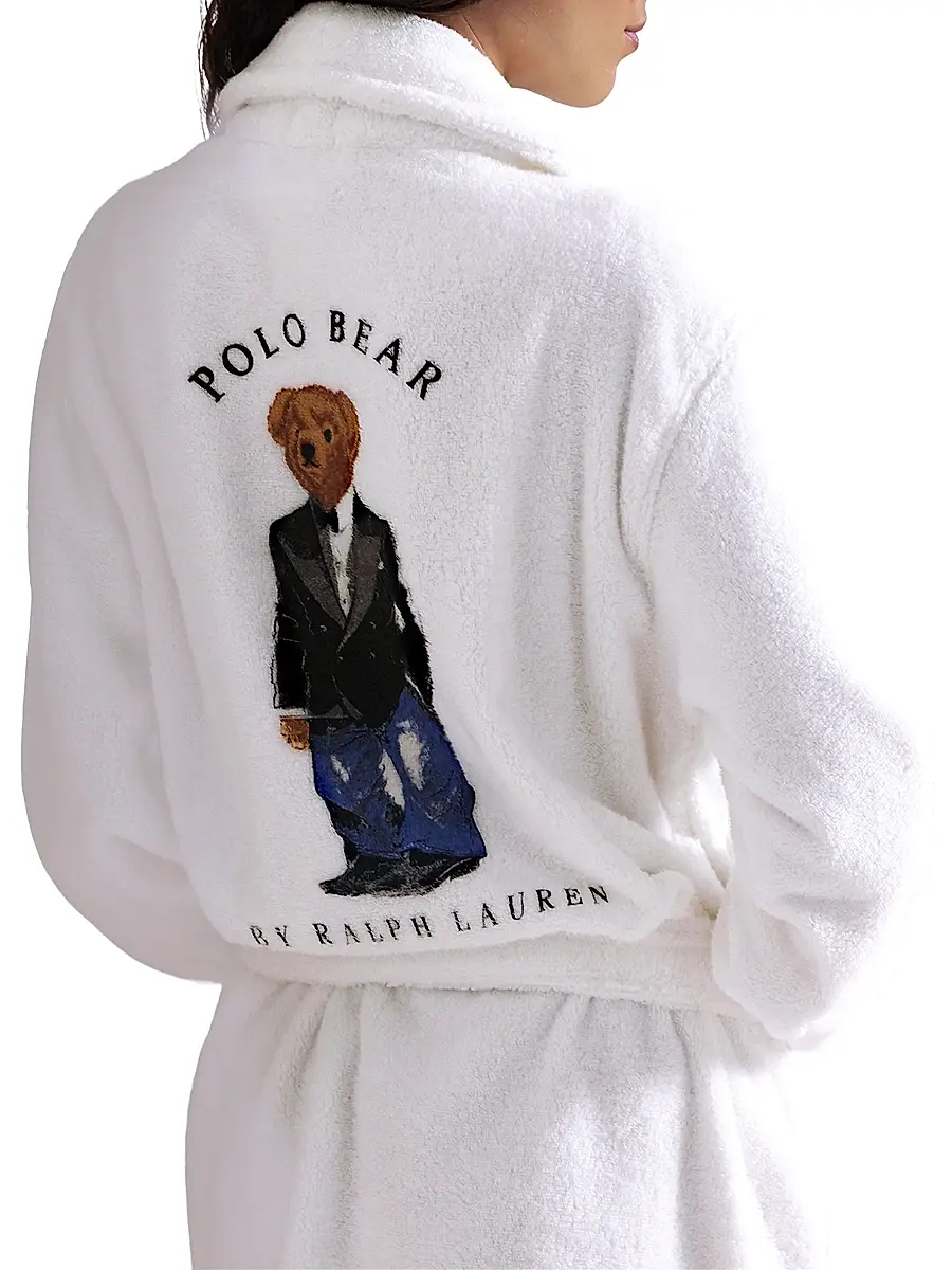 Polo Ralph Lauren Women's Iconic Bear Short Printed Robe | Thumbnail 5