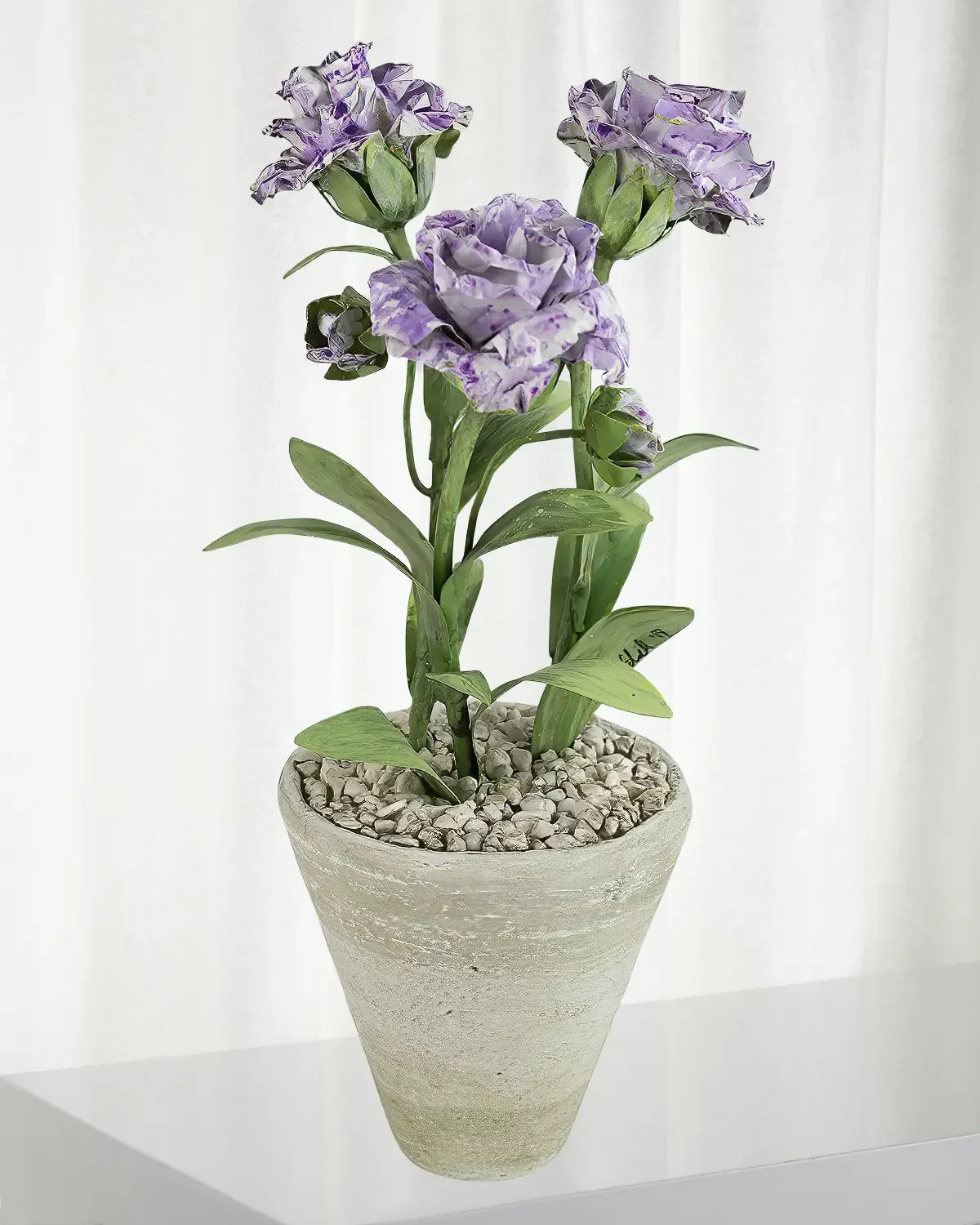 Tommy Mitchell Carnation January Birth Flower in White Terracotta Pot