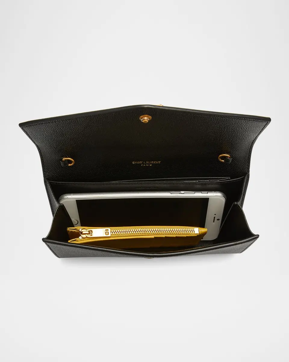 Saint Laurent Uptown YSL Wallet on Chain in Grained Leather | Thumbnail 8 Saint Laurent Uptown YSL Wallet on Chain in Grained Leather | Thumbnail 8