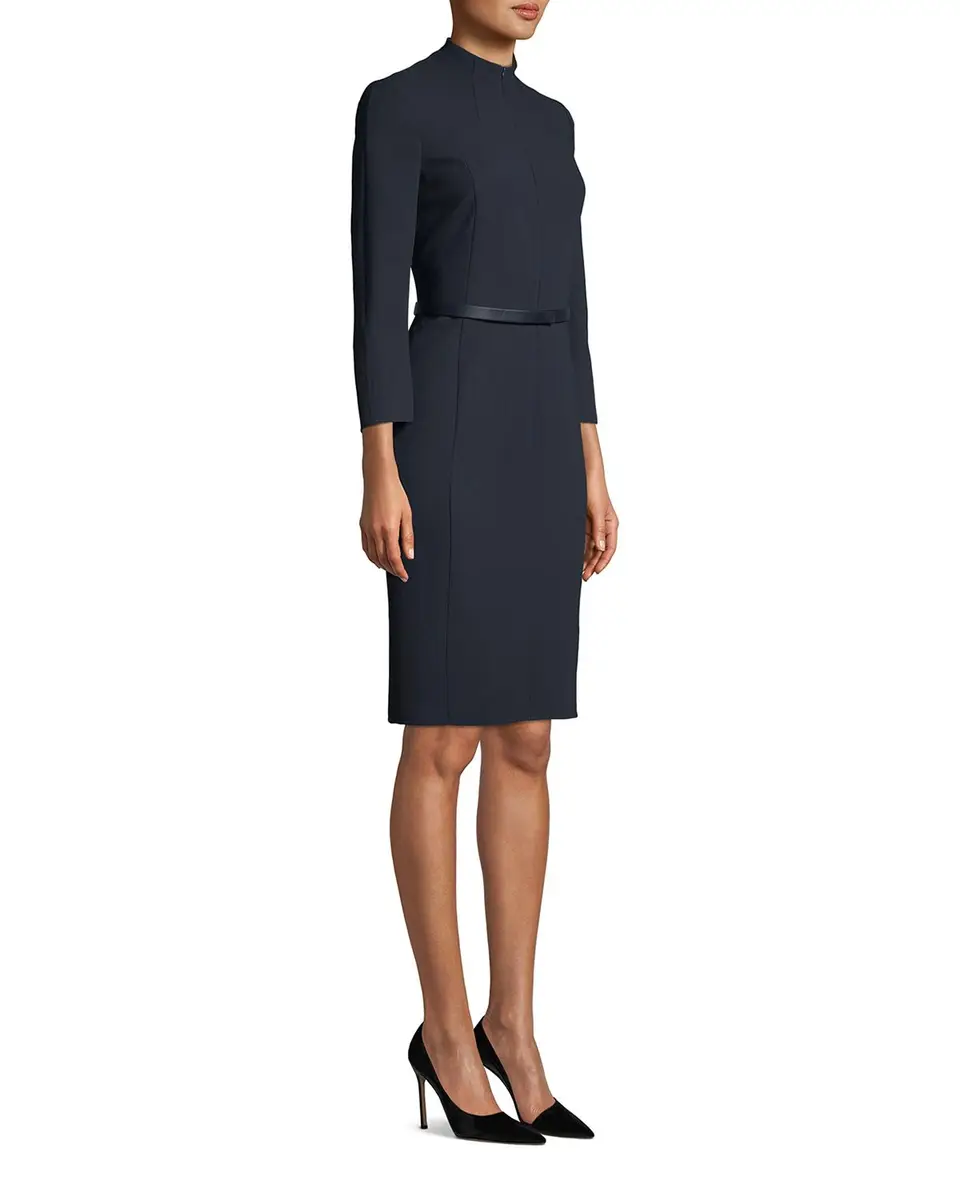 Akris Split-Neck Double-Face Wool Sheath Dress | Thumbnail 3