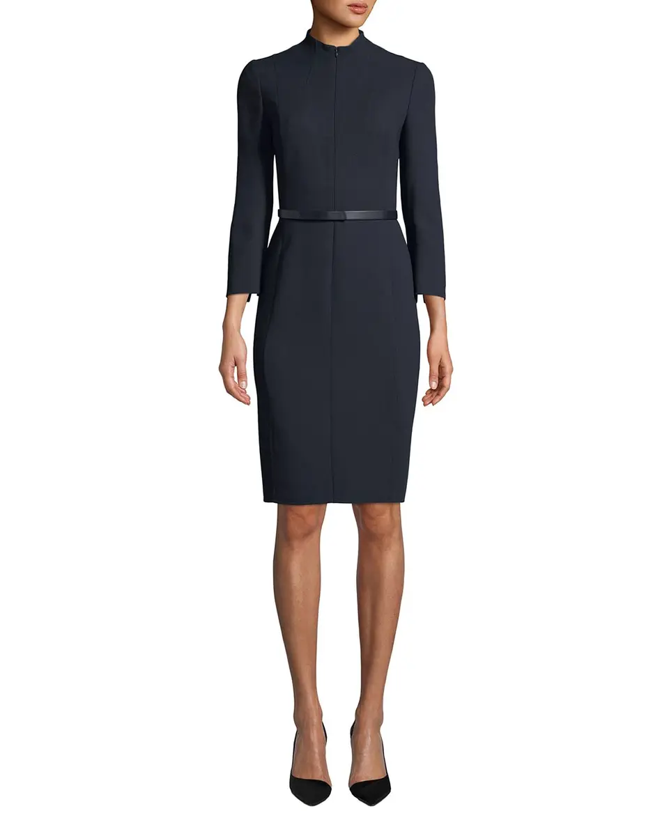 Akris Split-Neck Double-Face Wool Sheath Dress | Thumbnail 4