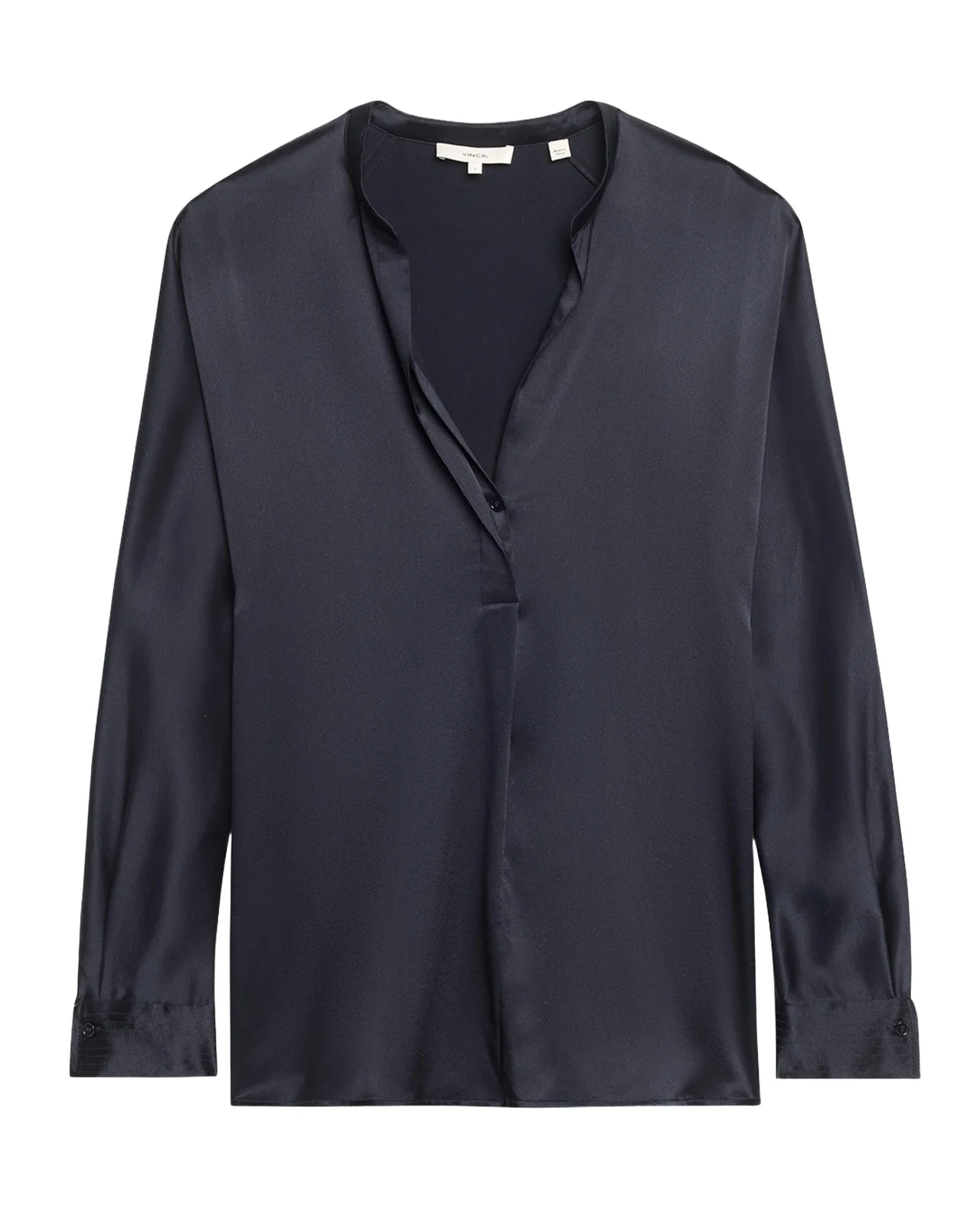 Vince Silk Band-Collar Blouse