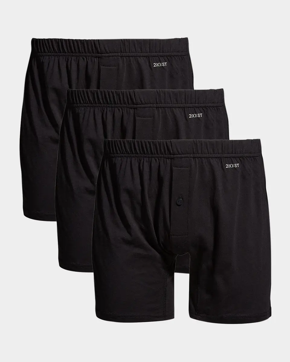 2XIST Men's 3-Pack Pima Cotton Knit Boxers | Thumbnail 2