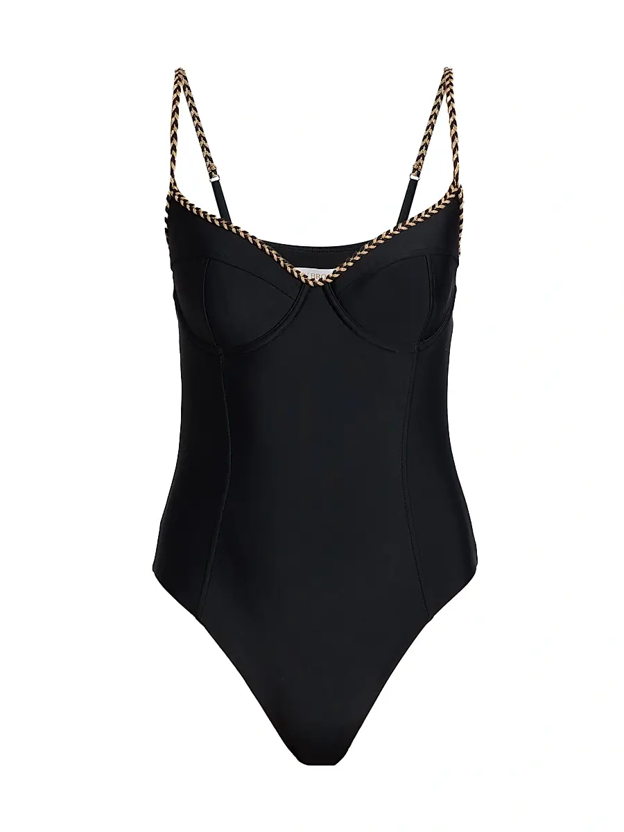 Ramy Brook Women's Jayda Braided Underwire One-Piece Swimsuit - Black - Size Large | Image 1 Ramy Brook Women's Jayda Braided Underwire One-Piece Swimsuit - Black - Size Large | Image 1