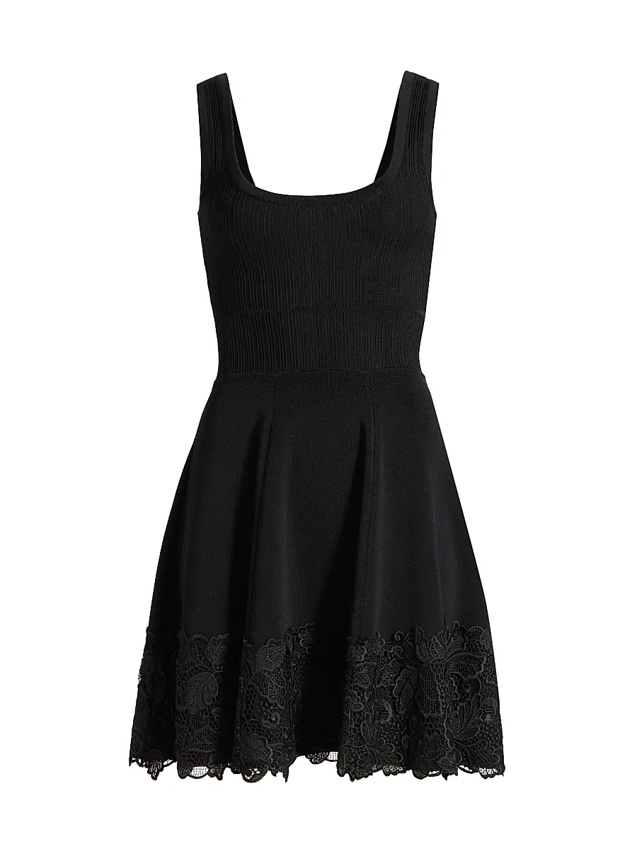 Generation Love Women's Orpheus Lace Combo Rib Mini-Dress - Black | Image 1 Generation Love Women's Orpheus Lace Combo Rib Mini-Dress - Black | Image 1