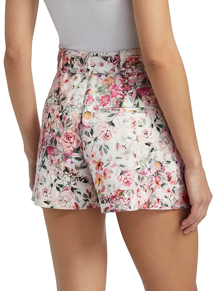 Generation Love Women's Glenn Floral Linen-Blend Belted Tailored Shorts | Thumbnail 5 Generation Love Women's Glenn Floral Linen-Blend Belted Tailored Shorts | Thumbnail 5