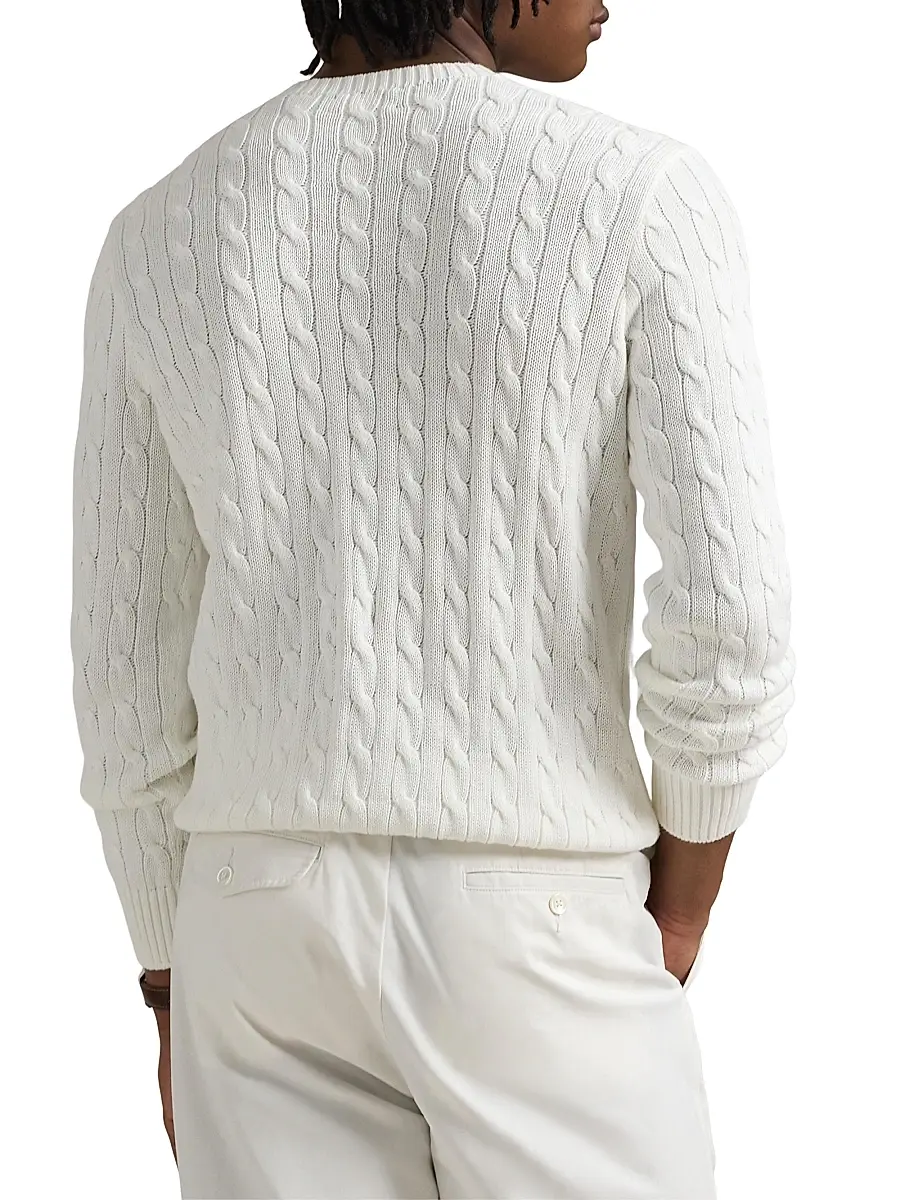 Polo Ralph Lauren Men's Cable-Knit Cotton Crewneck Sweater | Thumbnail 4 Polo Ralph Lauren Men's Cable-Knit Cotton Crewneck Sweater | Thumbnail 4