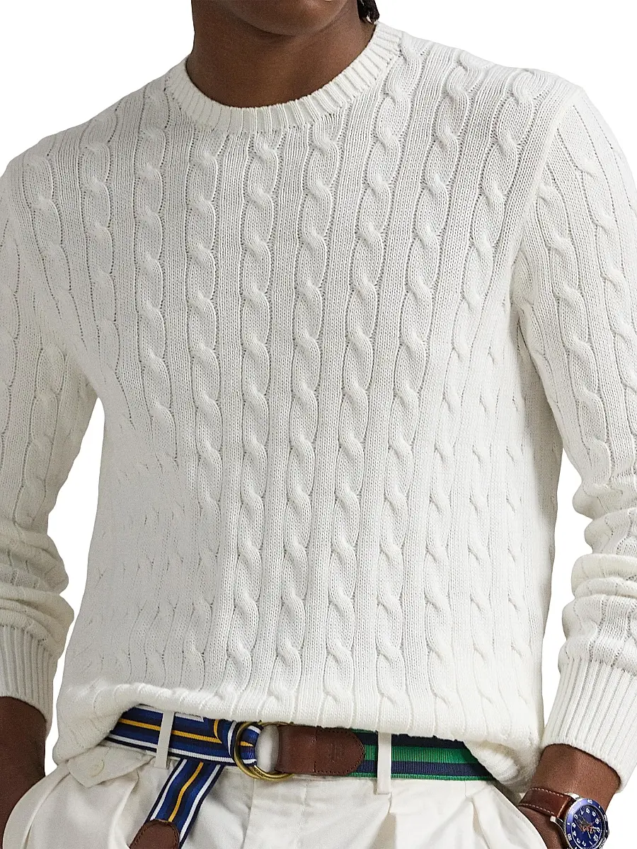 Polo Ralph Lauren Men's Cable-Knit Cotton Crewneck Sweater | Thumbnail 5 Polo Ralph Lauren Men's Cable-Knit Cotton Crewneck Sweater | Thumbnail 5