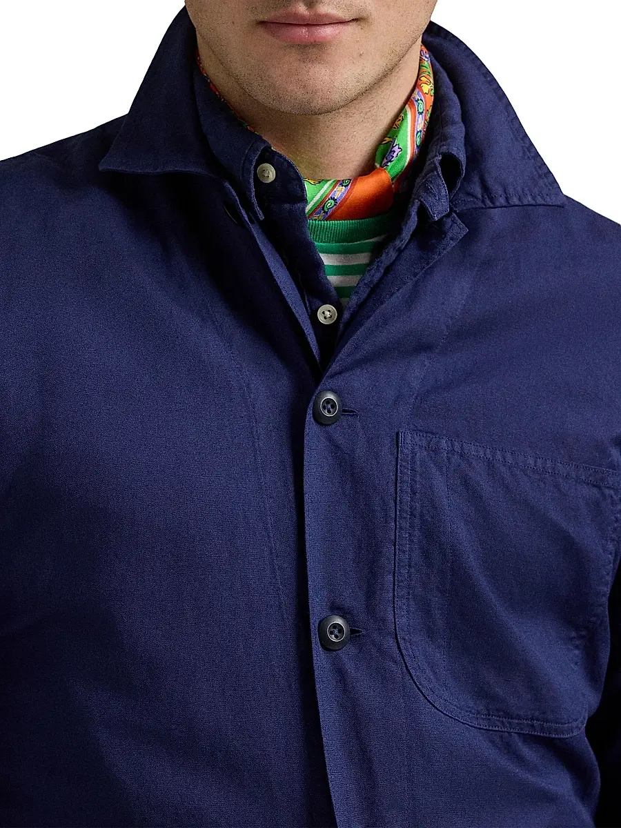 Polo Ralph Lauren Men's Logo-Embroidered Linen-Cotton Overshirt | Thumbnail 5 Polo Ralph Lauren Men's Logo-Embroidered Linen-Cotton Overshirt | Thumbnail 5