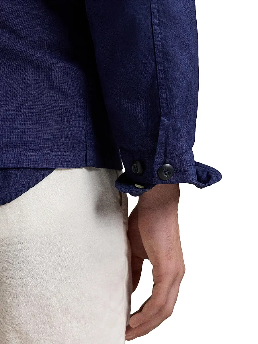 Polo Ralph Lauren Men's Logo-Embroidered Linen-Cotton Overshirt | Thumbnail 6 Polo Ralph Lauren Men's Logo-Embroidered Linen-Cotton Overshirt | Thumbnail 6