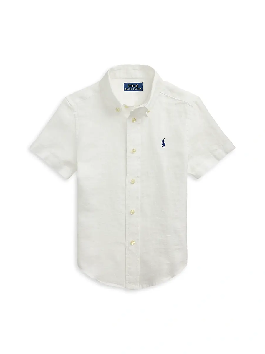 Polo Ralph Lauren Little Boy's & Boy's Linen Short-Sleeve Shirt - White | Image 1 Polo Ralph Lauren Little Boy's & Boy's Linen Short-Sleeve Shirt - White | Image 1