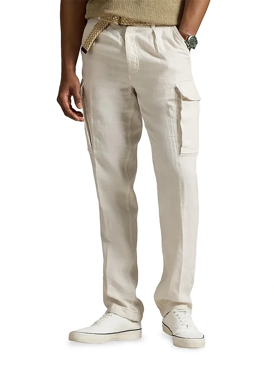 Polo Ralph Lauren Men's Lateef Slim-Tapered-Fit Linen Cargo Pants | Thumbnail 3