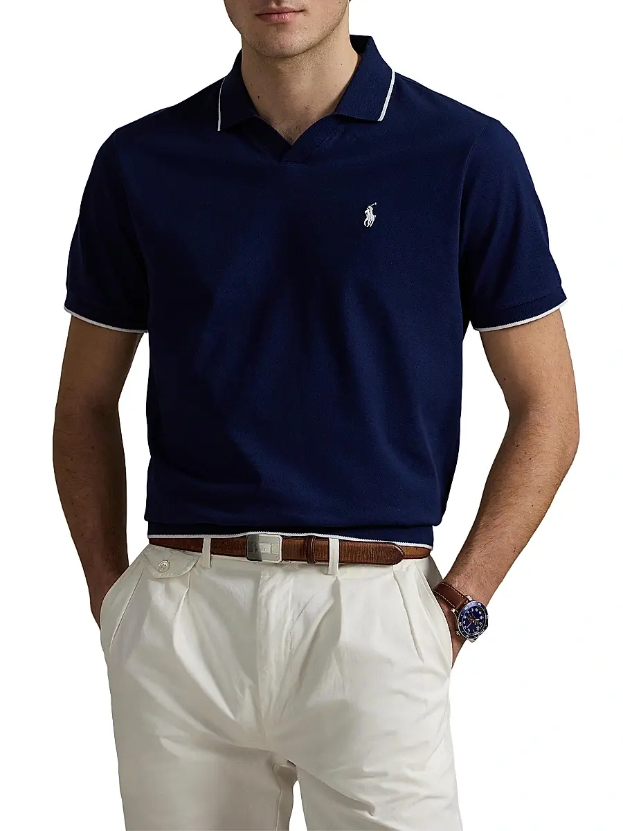 Polo Ralph Lauren Men's Jacquard Mesh Cotton Polo Shirt | Thumbnail 3 Polo Ralph Lauren Men's Jacquard Mesh Cotton Polo Shirt | Thumbnail 3