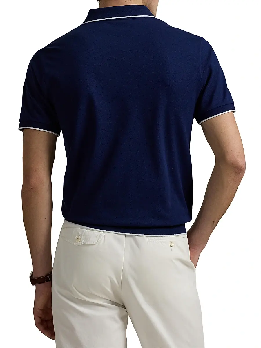 Polo Ralph Lauren Men's Jacquard Mesh Cotton Polo Shirt | Thumbnail 4 Polo Ralph Lauren Men's Jacquard Mesh Cotton Polo Shirt | Thumbnail 4