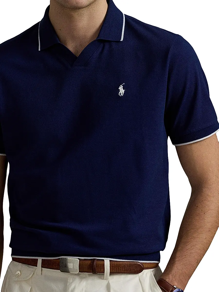 Polo Ralph Lauren Men's Jacquard Mesh Cotton Polo Shirt | Thumbnail 5 Polo Ralph Lauren Men's Jacquard Mesh Cotton Polo Shirt | Thumbnail 5