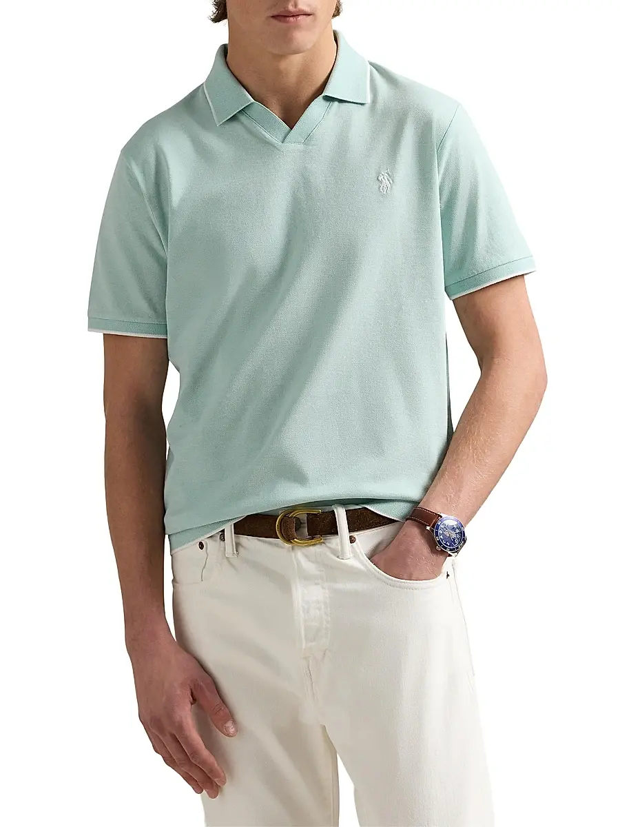 Polo Ralph Lauren Men's Jacquard Mesh Cotton Polo Shirt | Thumbnail 3 Polo Ralph Lauren Men's Jacquard Mesh Cotton Polo Shirt | Thumbnail 3