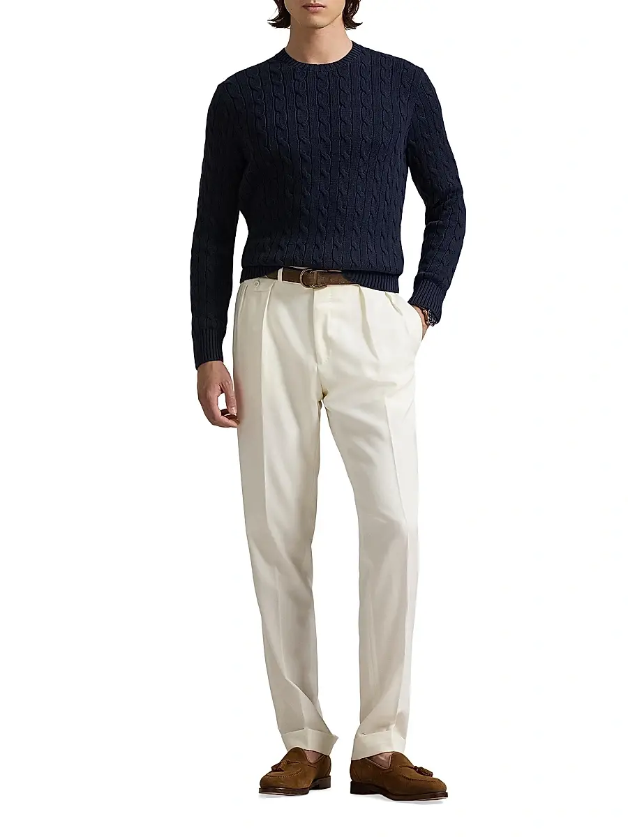Polo Ralph Lauren Men's Cable-Knit Cotton Crewneck Sweater | Thumbnail 2 Polo Ralph Lauren Men's Cable-Knit Cotton Crewneck Sweater | Thumbnail 2