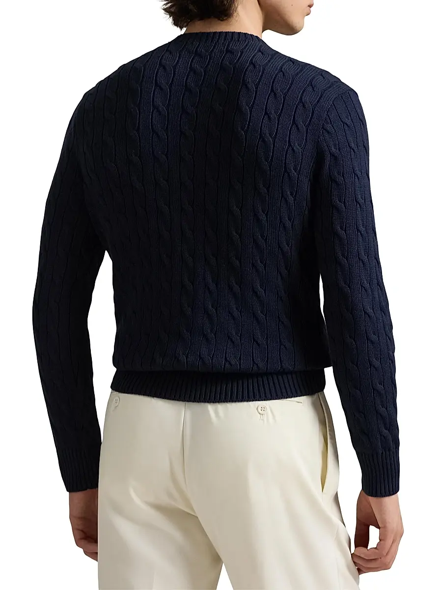 Polo Ralph Lauren Men's Cable-Knit Cotton Crewneck Sweater | Thumbnail 4 Polo Ralph Lauren Men's Cable-Knit Cotton Crewneck Sweater | Thumbnail 4