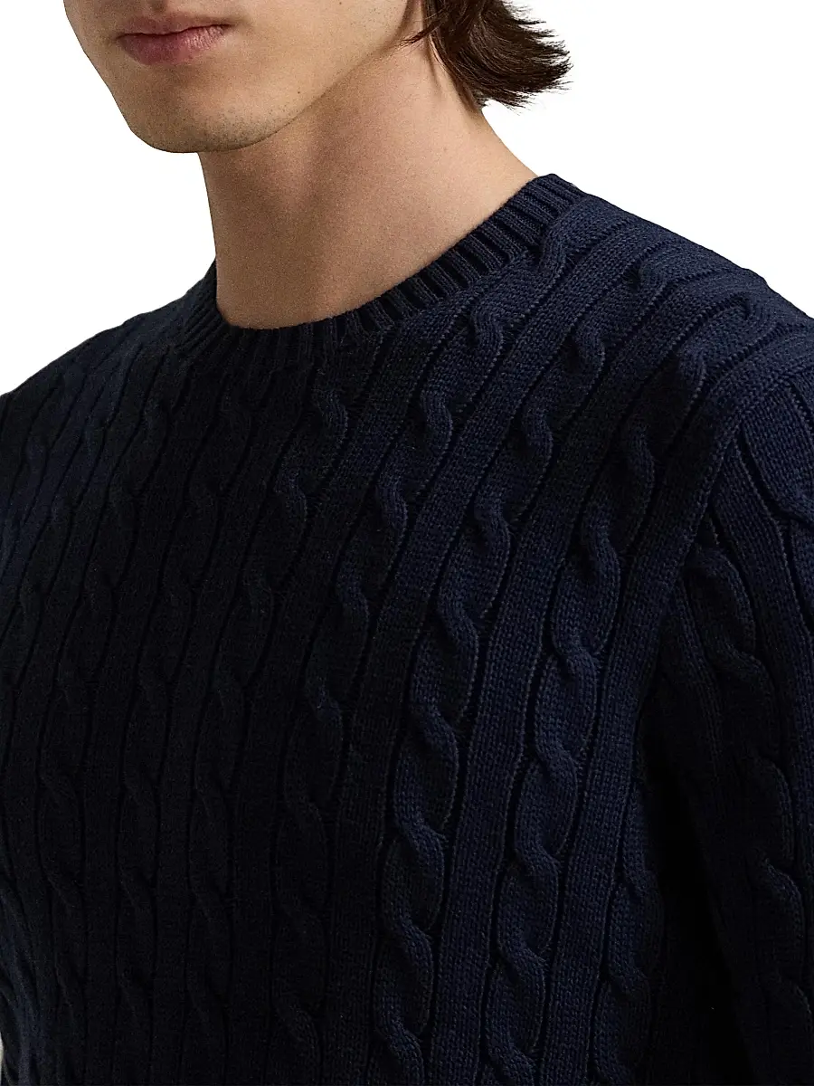 Polo Ralph Lauren Men's Cable-Knit Cotton Crewneck Sweater | Thumbnail 5 Polo Ralph Lauren Men's Cable-Knit Cotton Crewneck Sweater | Thumbnail 5